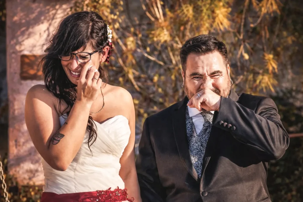 Emocionalidad de los novios durante la ceremonia.