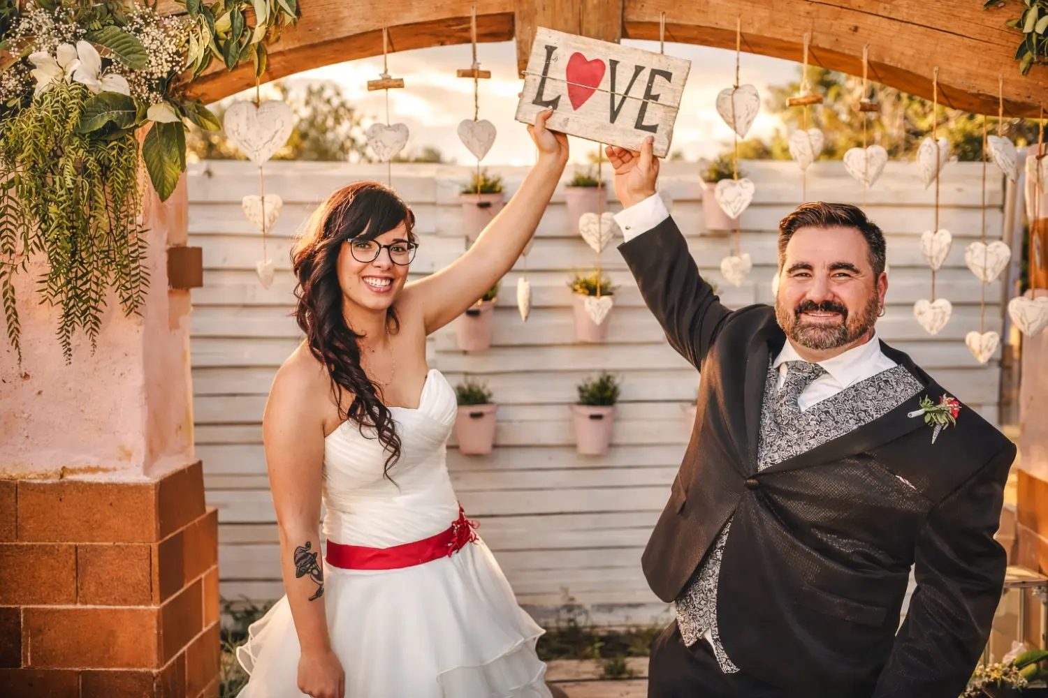 Sesión de reportaje con los novios